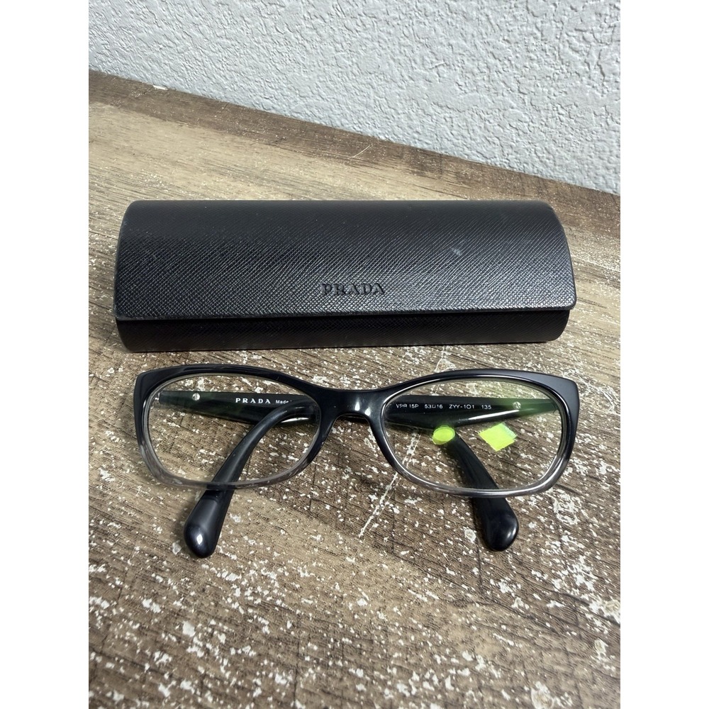 Prada VPR 15P ZYY-1O1 Eyeglasses Frames 53-16-135 Black Gray w/ Case